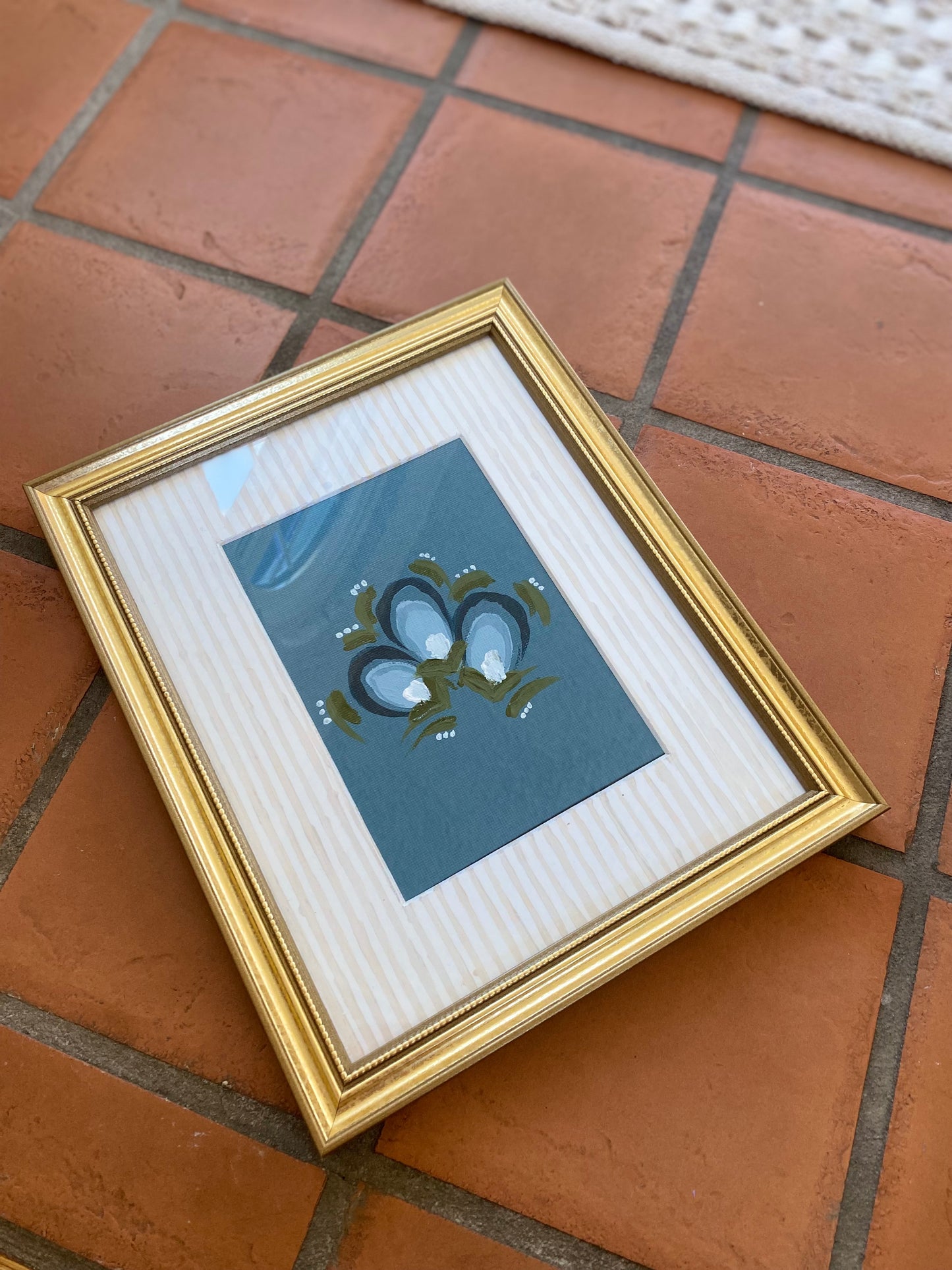 8x10 Buds - Triple - Skyline Blue with Handpainted Mat