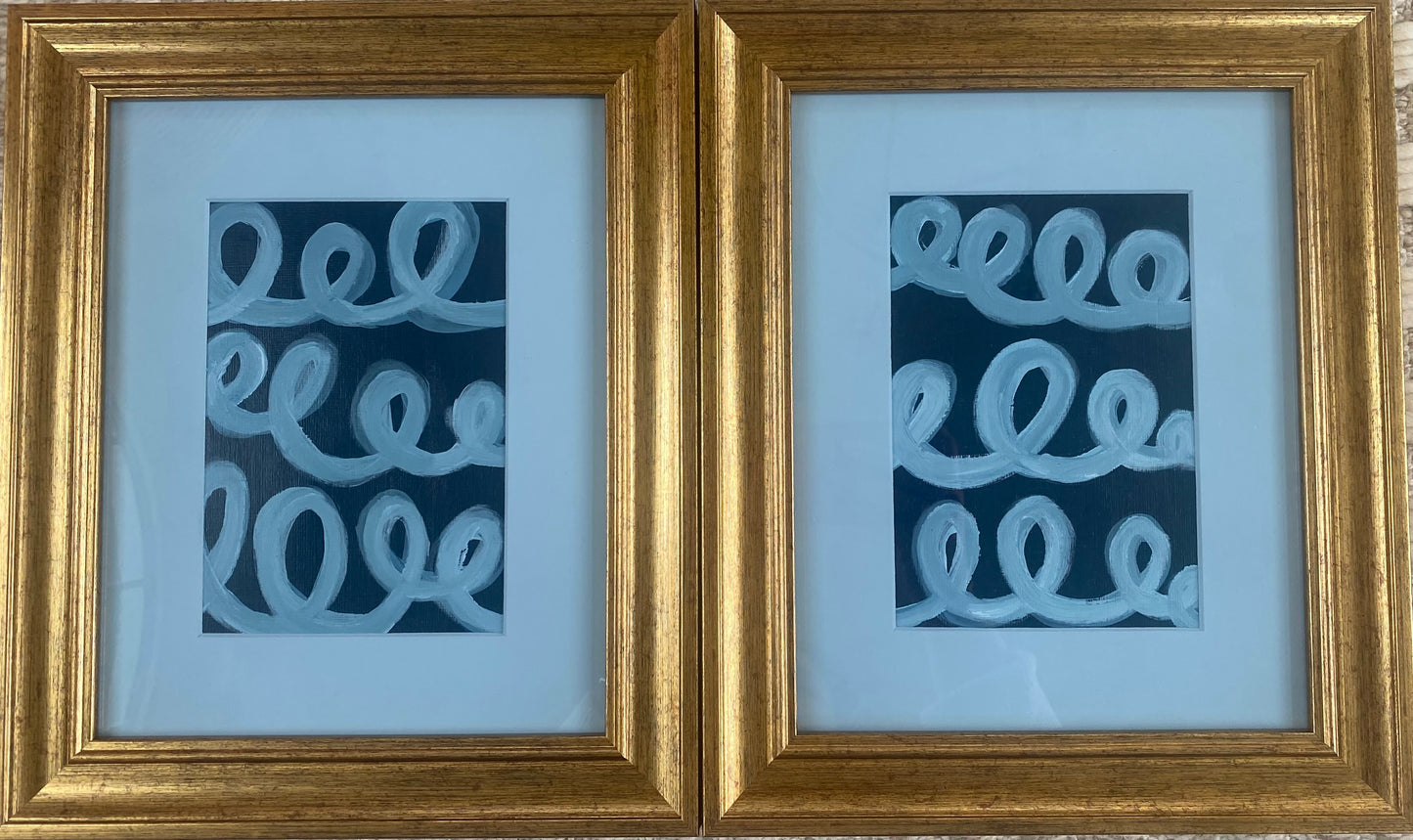 8x10 Loops - Dark Blue with Handpainted Mat