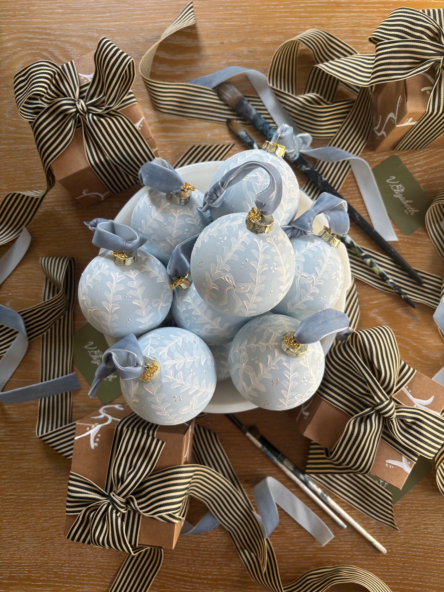 Ornament - Blue with White Vines