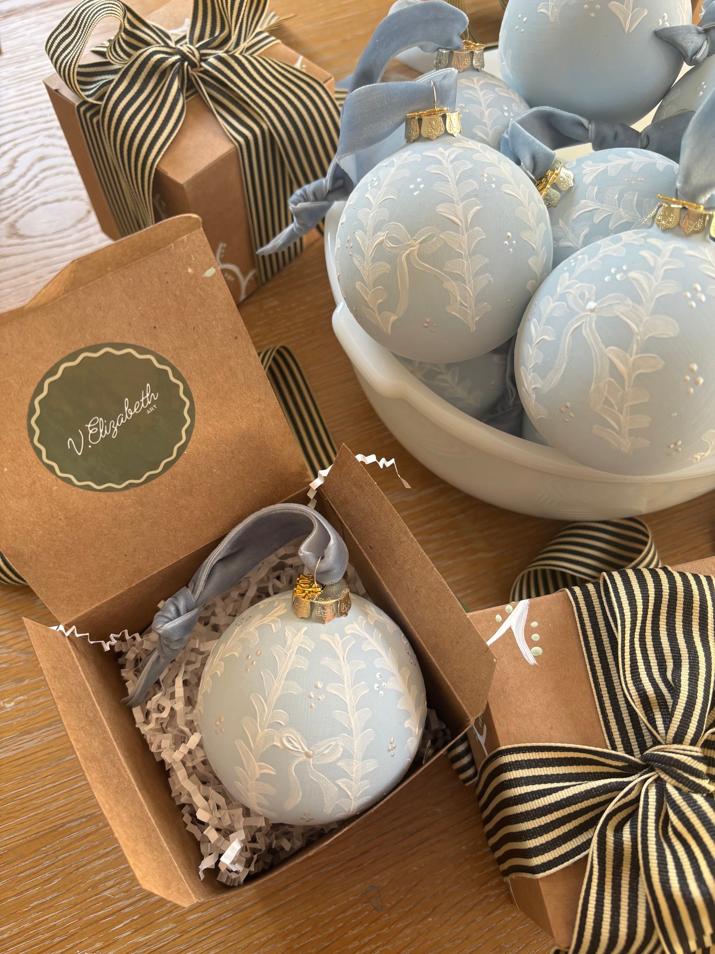 Ornament - Blue with White Vines