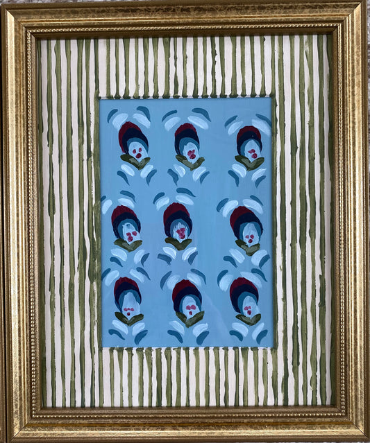 8x10 Buds - Medium Blue with Handpainted Mat