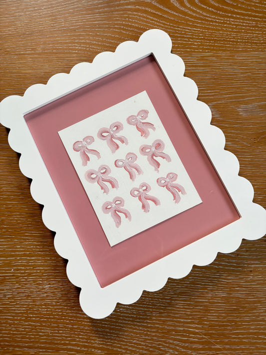 Pink Bows in Scallop Frame