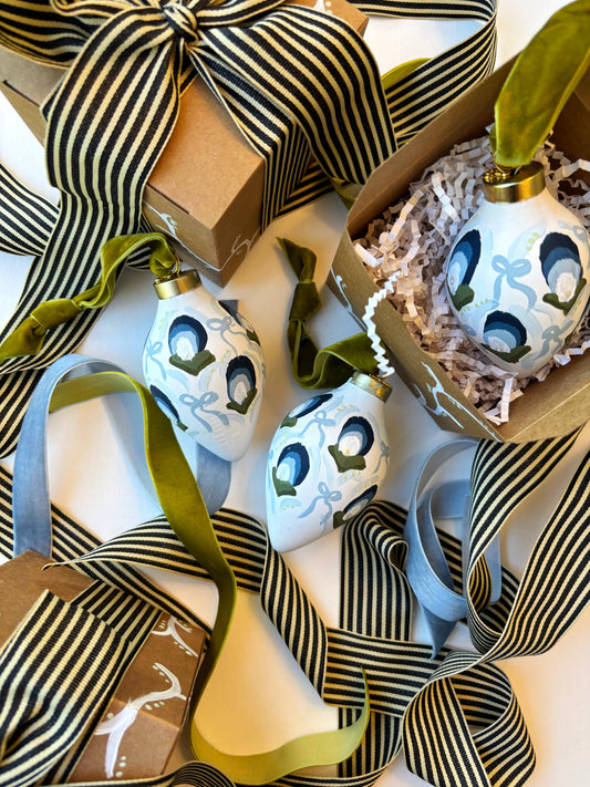 Ornament (Carrot) - Blue Buds & Bows