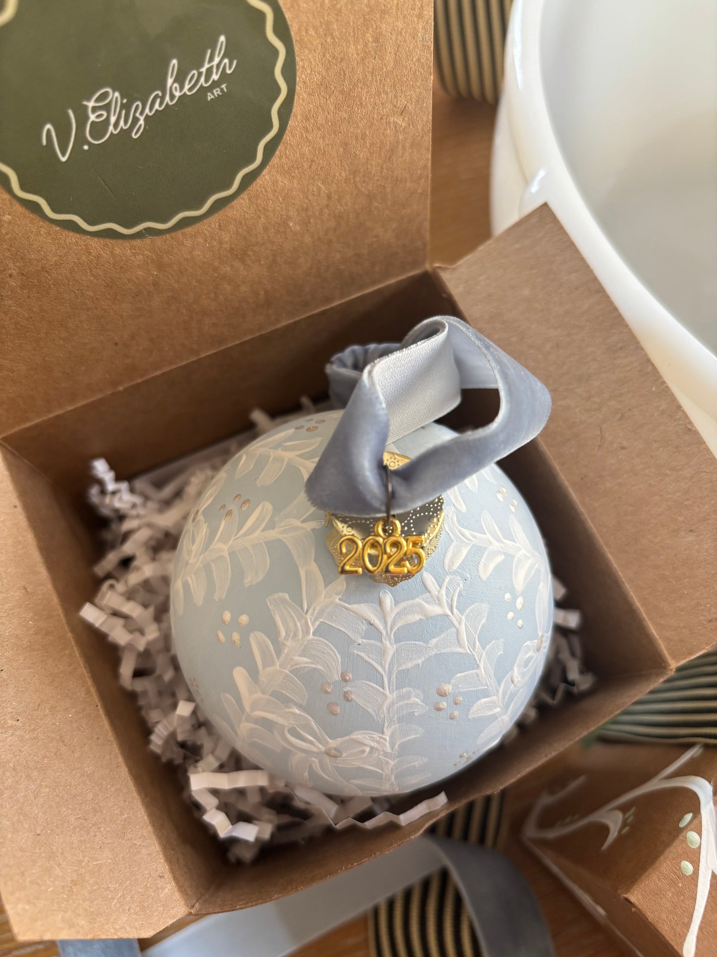 Ornament - Blue with White Vines