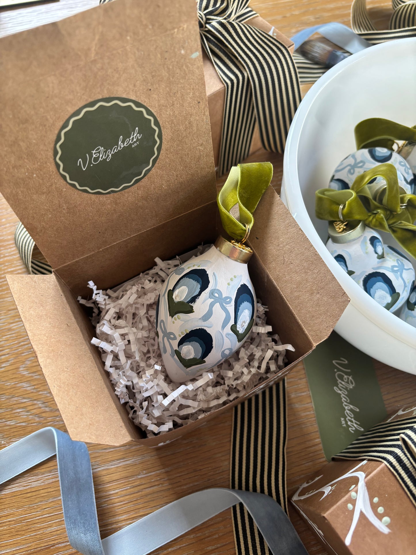 Ornament (Carrot) - Blue Buds & Bows