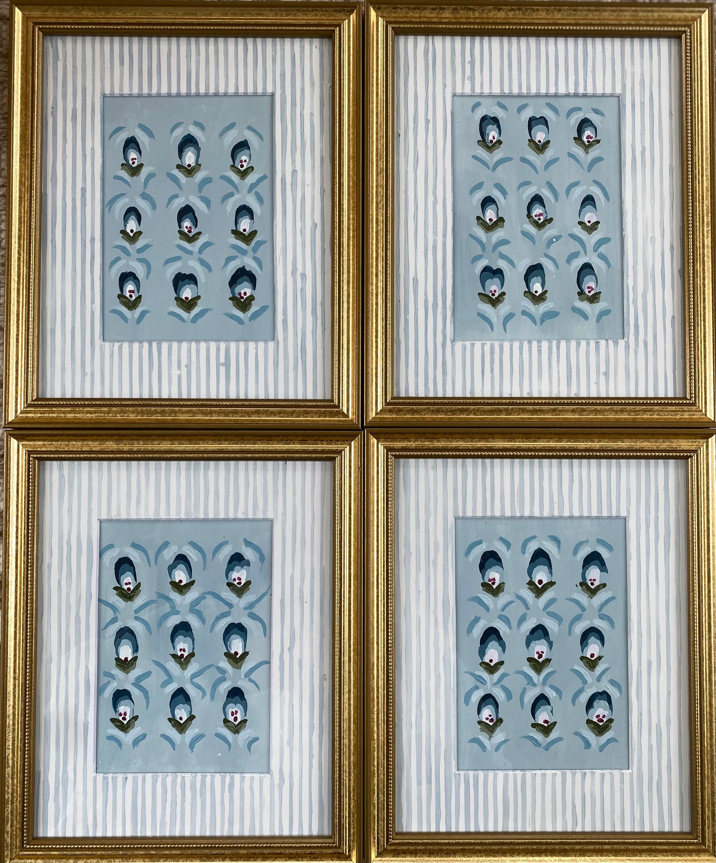 8x10 Buds - Light Blue with Handpainted Mat