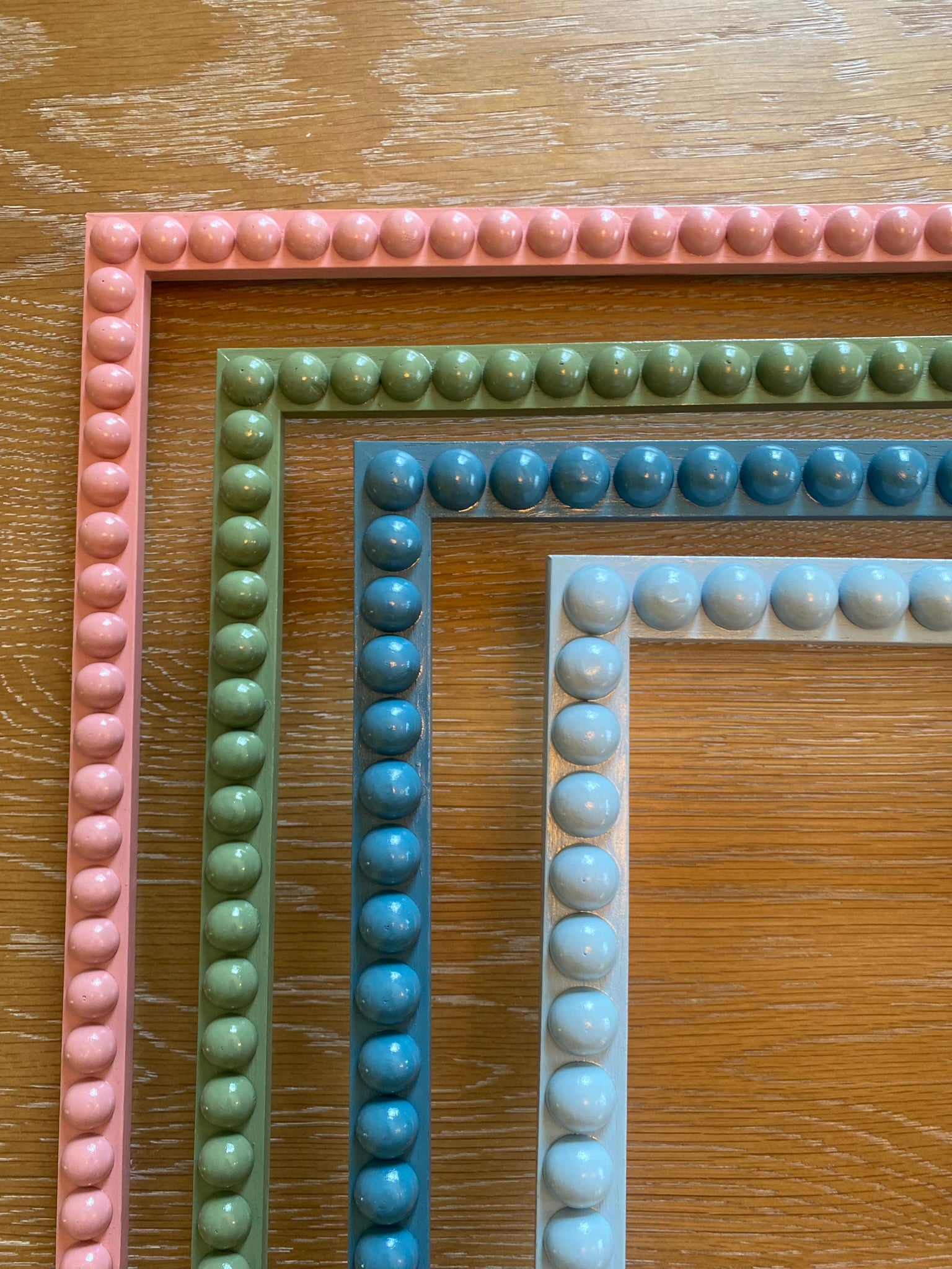 Made to Order Bobbin Frame Custom Handpainted Pink Blue Green White Nursery Buds Painting Stripes Scallops