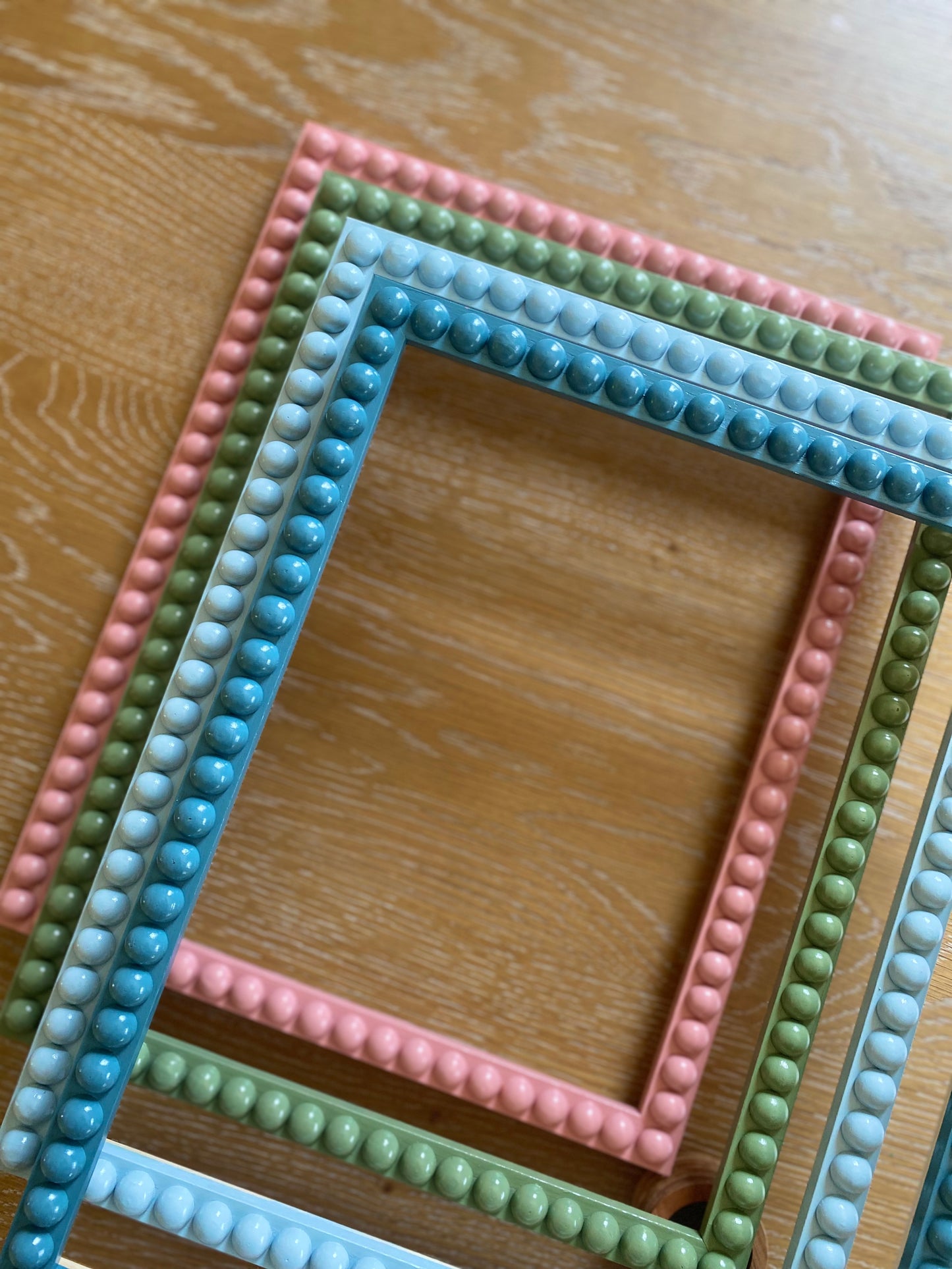 Made to Order Bobbin Frame Custom Handpainted Pink Blue Green White Nursery Buds Painting Stripes Scallops