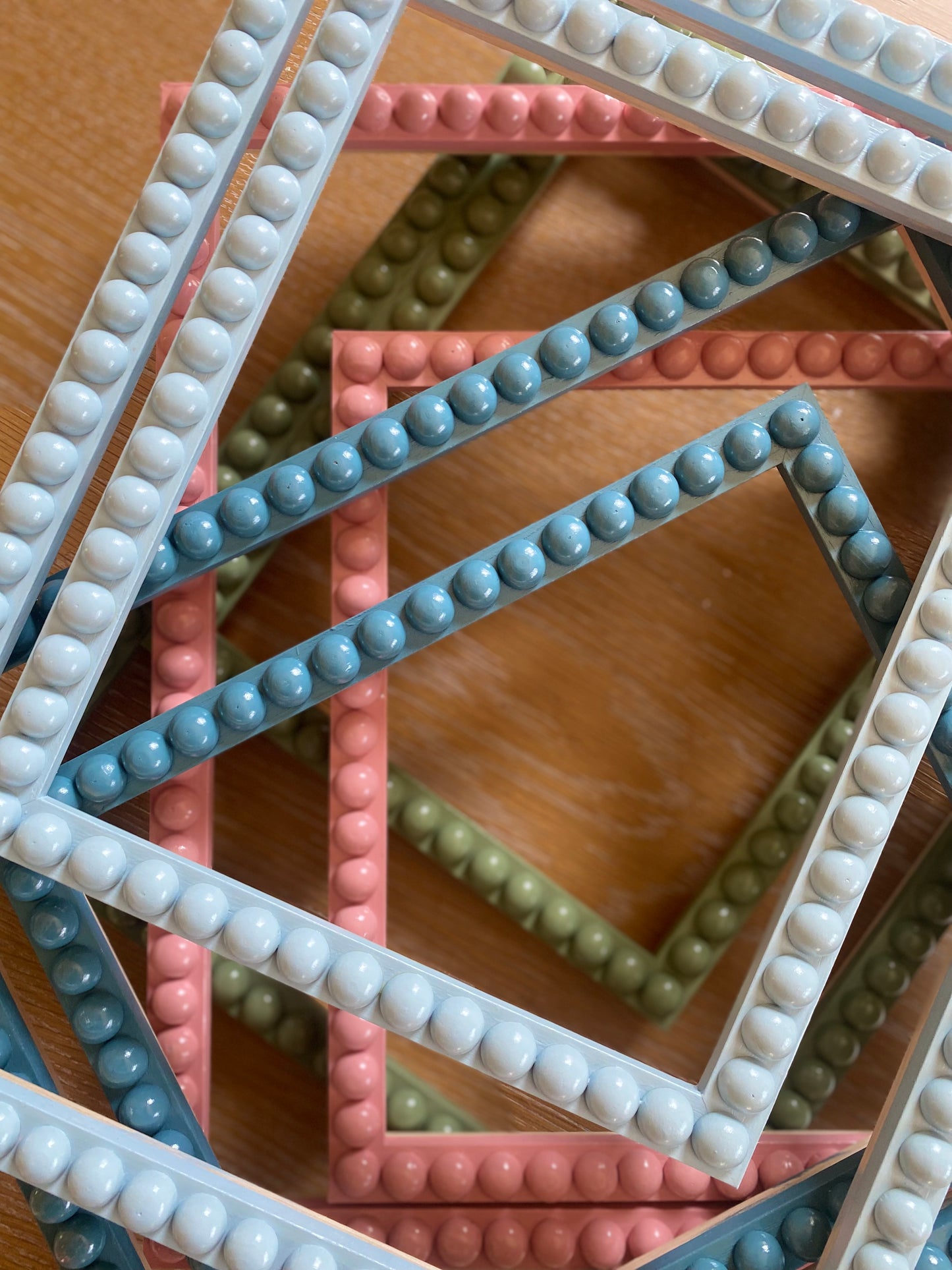 Made to Order Bobbin Frame Custom Handpainted Pink Blue Green White Nursery Buds Painting Stripes Scallops